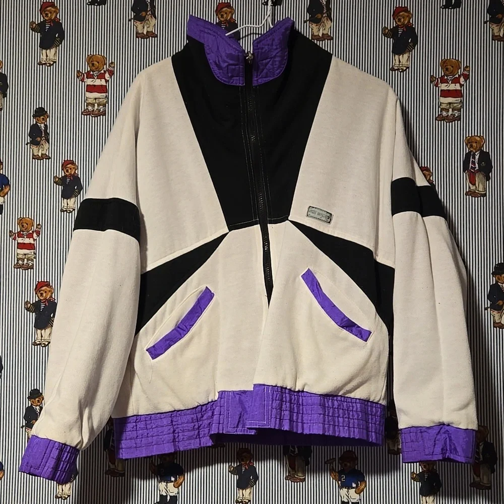 Vintage 80s Hot Spices Reversible Colorblock Ski Outdoor Jacket Purple Pink Blue